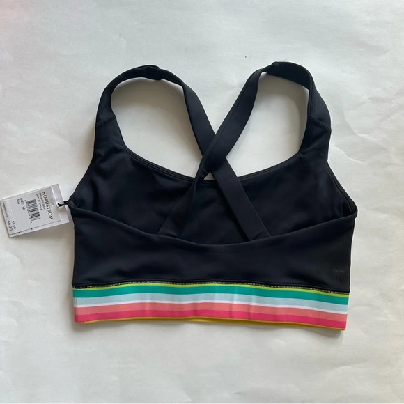 New IVL Collective Rainbow Stripe Sports Bra Size 12 XL Black Maize Crossback - Picture 2 of 9